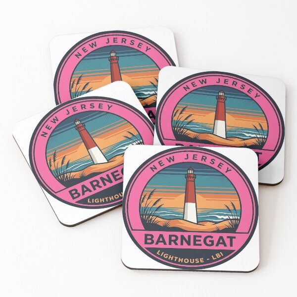 Item preview, Barnegat Lighthouse New Jersey Retro Sunset Vintage Badge Sticker designed and sold by DetourDgn.