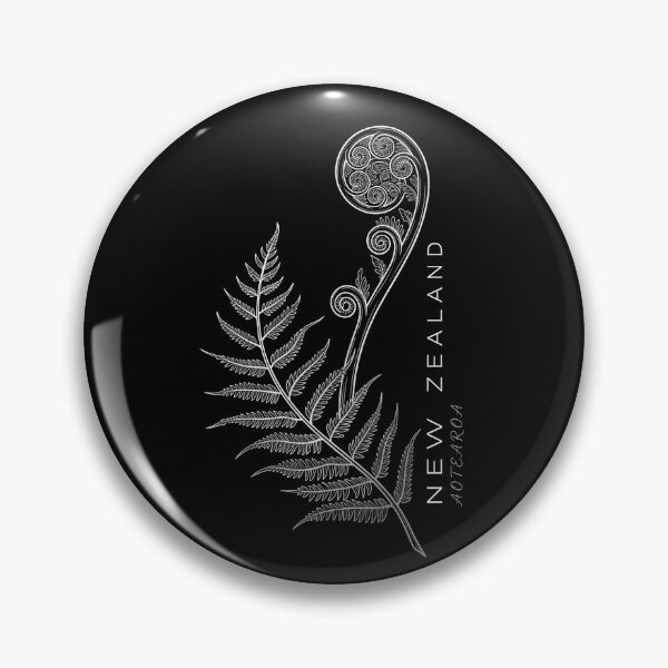 Item preview, New Zealand Koru Fern Art Print | Aotearoa Silver Fern White on Black Illustration | NZ Wall Art Botanical Line Drawing designed and sold by Luminari Creations.