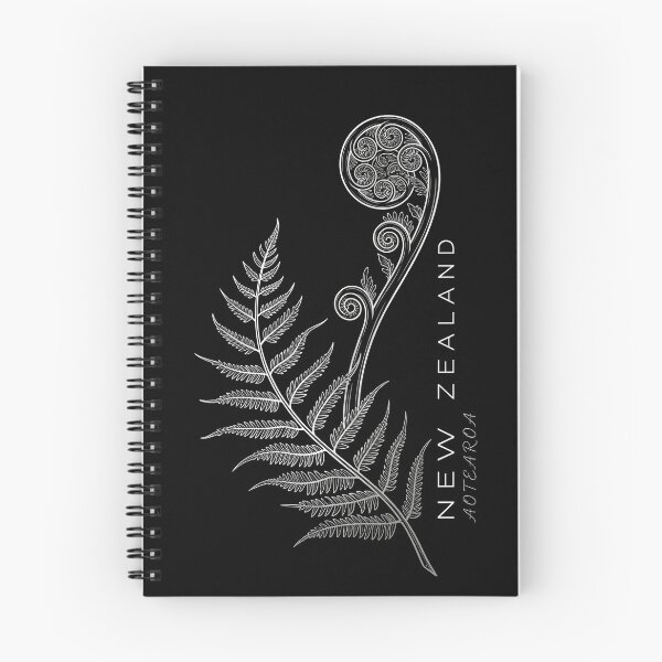 Item preview, New Zealand Koru Fern Art Print | Aotearoa Silver Fern White on Black Illustration | NZ Wall Art Botanical Line Drawing designed and sold by Luminari Creations.