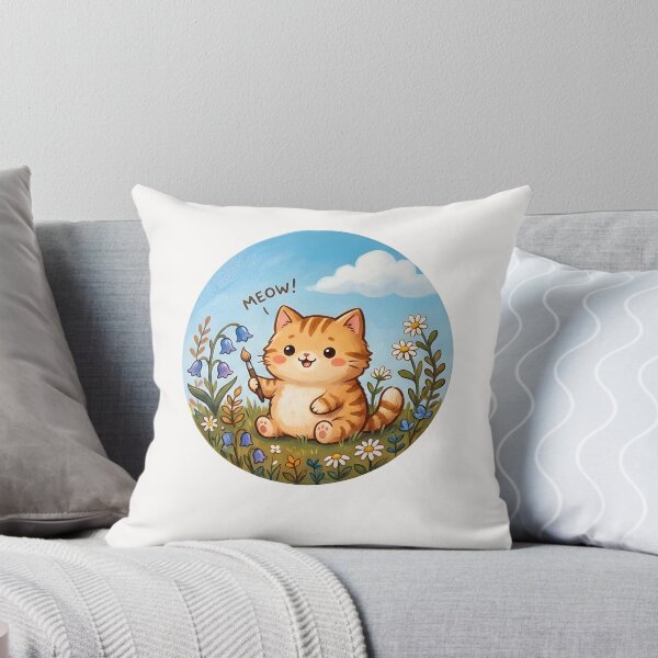 Item preview, Cute Artist Cat Painting Flower Meadow Landscape designed and sold by VibeShift Studio.