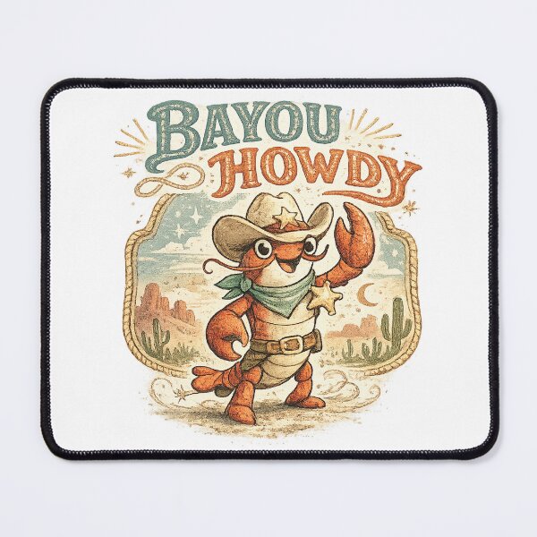 Item preview, Bayou Howdy Cute Crawfish Cowboy Cajun Louisiana Western Humor Design designed and sold by inkoutninja.