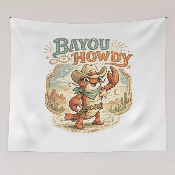 Item preview, Bayou Howdy Cute Crawfish Cowboy Cajun Louisiana Western Humor Design designed and sold by inkoutninja.