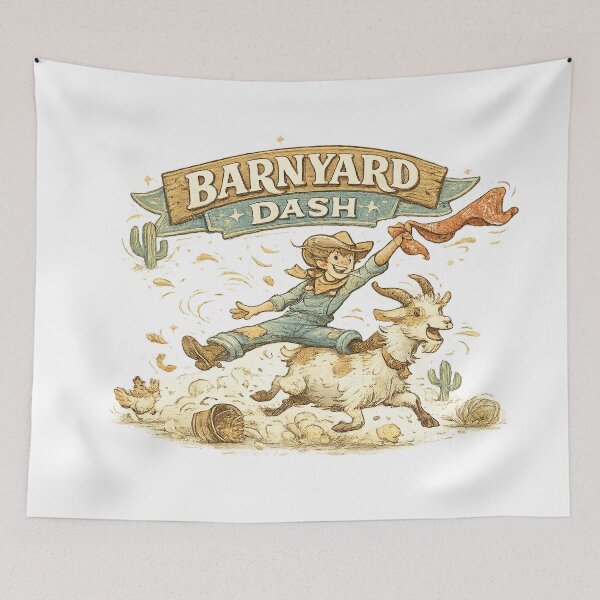 Item preview, Barnyard Dash Funny Goat Rodeo Farm Kid Vintage Country Adventure Design designed and sold by inkoutninja.