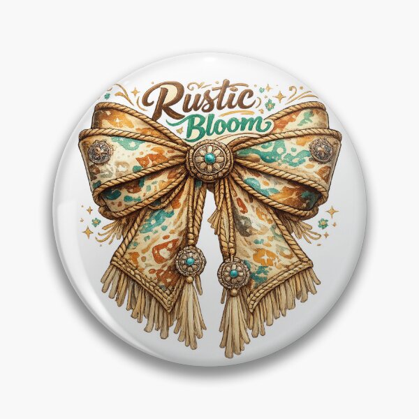 Item preview, Rustic Bloom Western Bow Turquoise Concho Cowgirl Boho Floral Design designed and sold by inkoutninja.