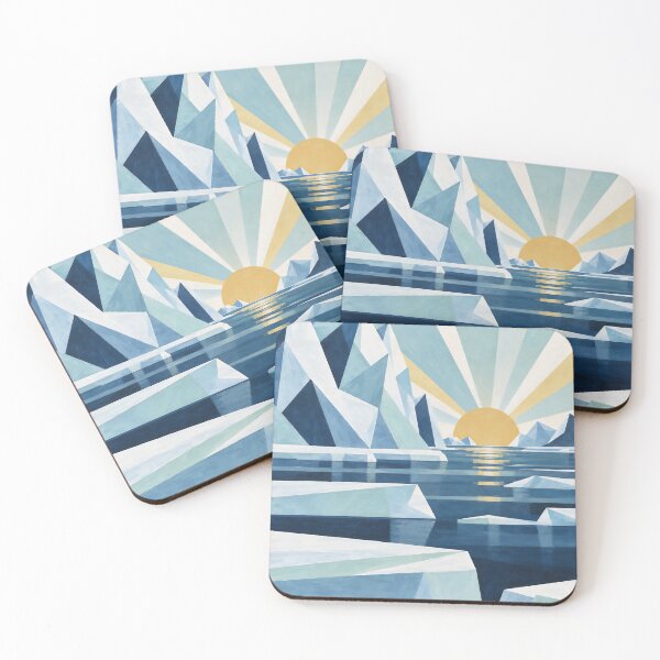 Item preview, Geometric Icebergs and Arctic Sun Boho Illustration designed and sold by Elżbieta  Kaps.