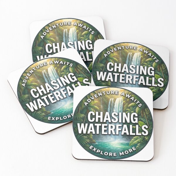Item preview, Chasing Waterfalls Tropical Falls Hiking Round Badge Sticker designed and sold by DetourDgn.