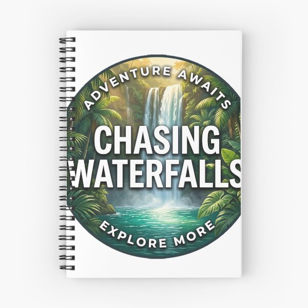 Item preview, Chasing Waterfalls Tropical Falls Hiking Round Badge Sticker designed and sold by DetourDgn.