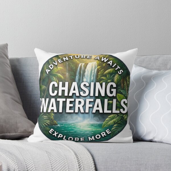 Item preview, Chasing Waterfalls Tropical Falls Hiking Round Badge Sticker designed and sold by DetourDgn.