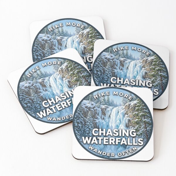 Item preview, Chasing Waterfalls Frozen Falls Hiking Round Badge Sticker designed and sold by DetourDgn.