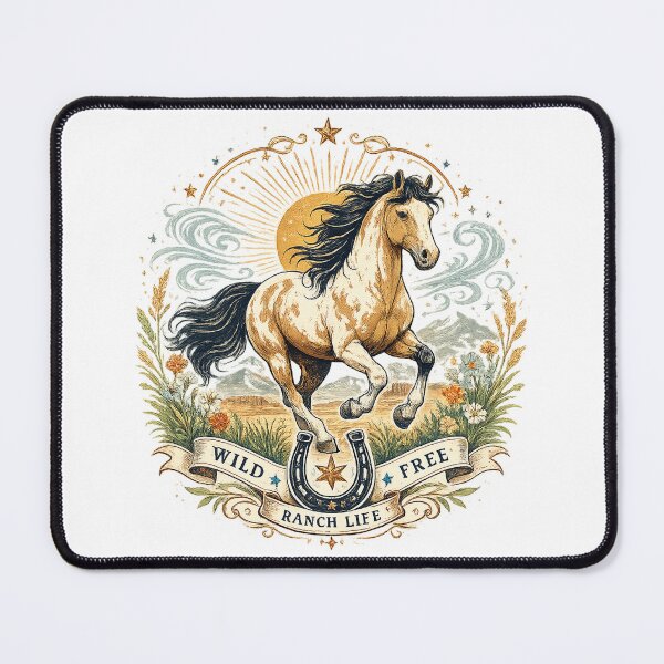 Item preview, Wild Free Ranch Life Horse Horseshoe Vintage Western Cowgirl Design designed and sold by inkoutninja.