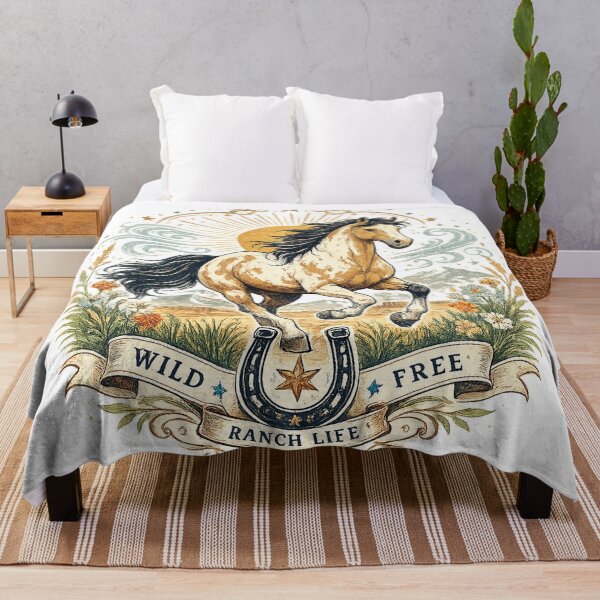 Item preview, Wild Free Ranch Life Horse Horseshoe Vintage Western Cowgirl Design designed and sold by inkoutninja.