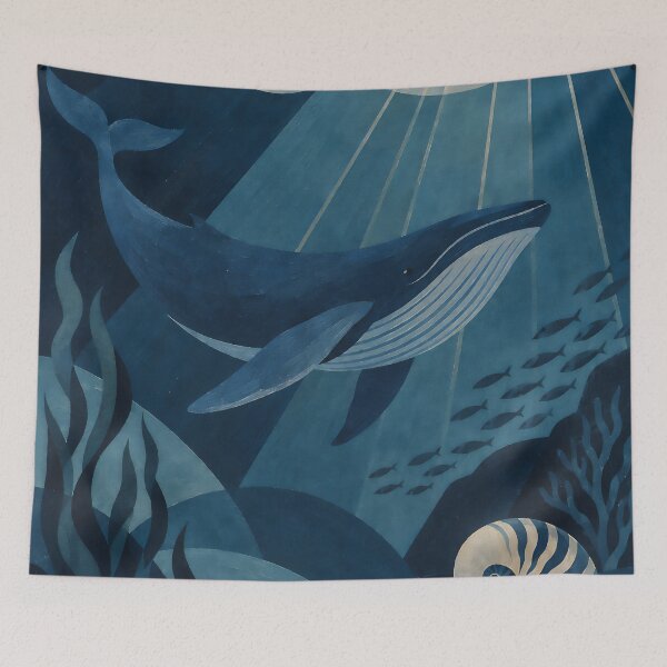 Item preview, Mystic Humpback Whale and Nautilus Shell Digital Illustration designed and sold by Elżbieta  Kaps.