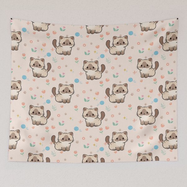 Item preview, Cute Siamese Cat Seamless Pattern designed and sold by prapapon.