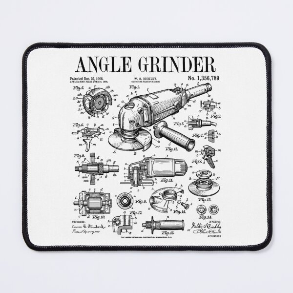 Item preview, Metalworker Technician Handyman Angle Grinder Vintage Patent designed and sold by GrandeDuc.