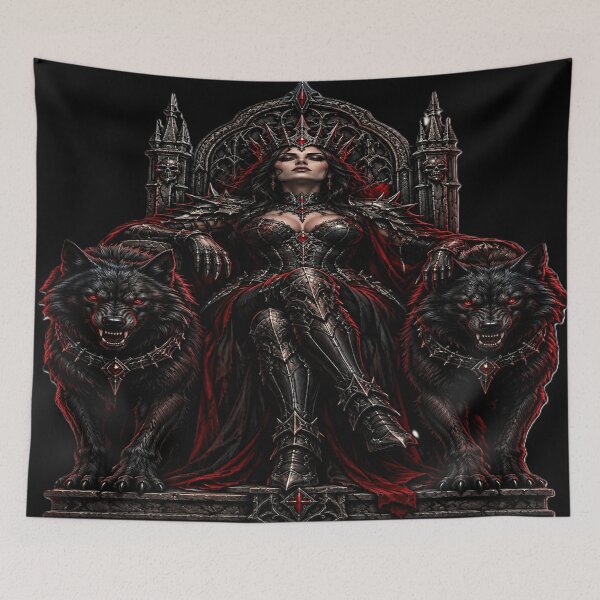 Item preview, The Dark Queen and Her Black Wolves | Gothic Dark Fantasy Art designed and sold by JMAVILA ART.
