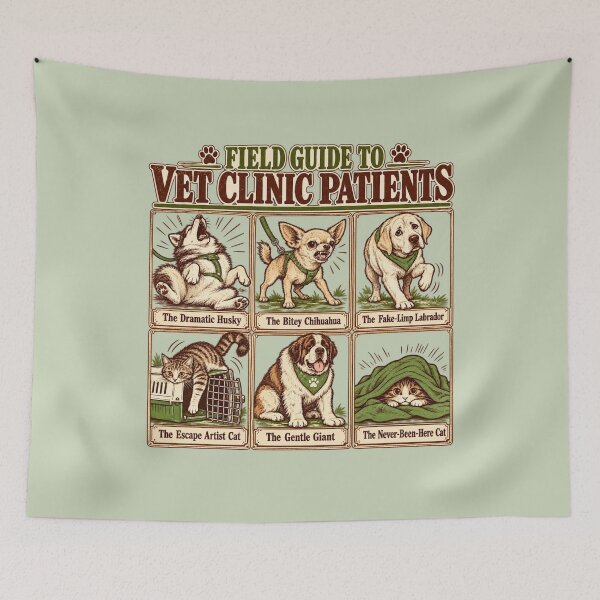 Item preview, Field Guide To Vet Clinic Patients Funny Vet Tech Dog Cat designed and sold by Popstudio85.