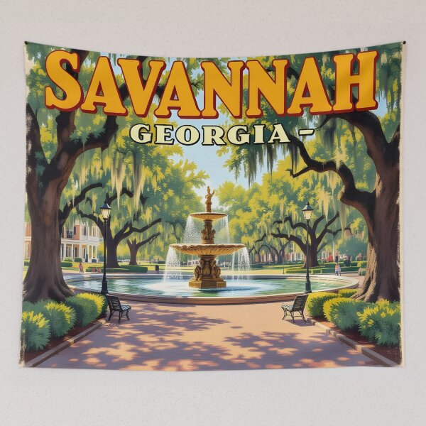 Item preview, Savannah Forsyth Park – Vintage Fountain Travel Poster designed and sold by LSVart.