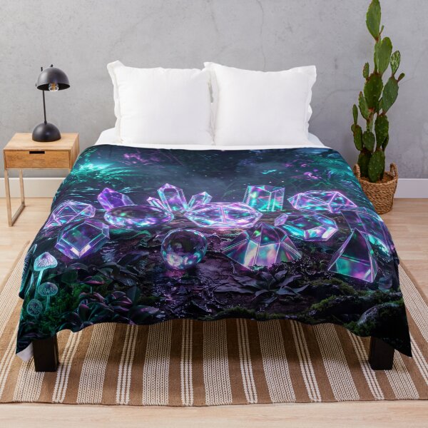 Item preview, Bioluminescent Jungle and Glowing Crystals Neon Art designed and sold by Elżbieta  Kaps.
