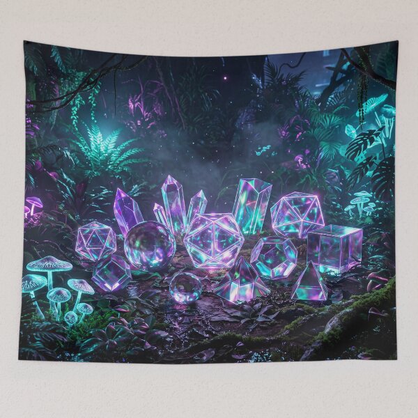 Item preview, Bioluminescent Jungle and Glowing Crystals Neon Art designed and sold by Elżbieta  Kaps.