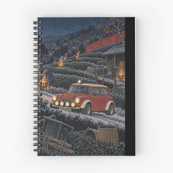 Item preview, Charcoal Frost Night Tea Fields Woodblock Rally Car designed and sold by WAVE-JP.