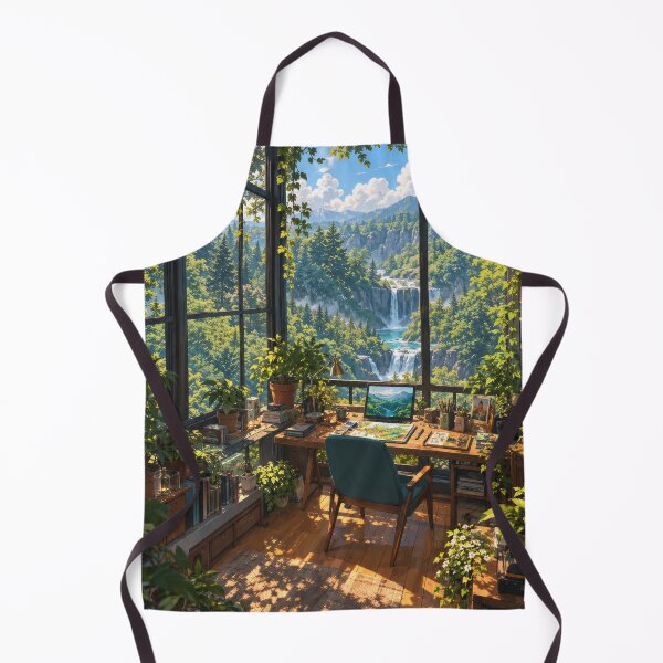 Item preview, Dreamy Forest Artist Studio – Cozy Workspace with Waterfall View designed and sold by H-Tsvetkova.