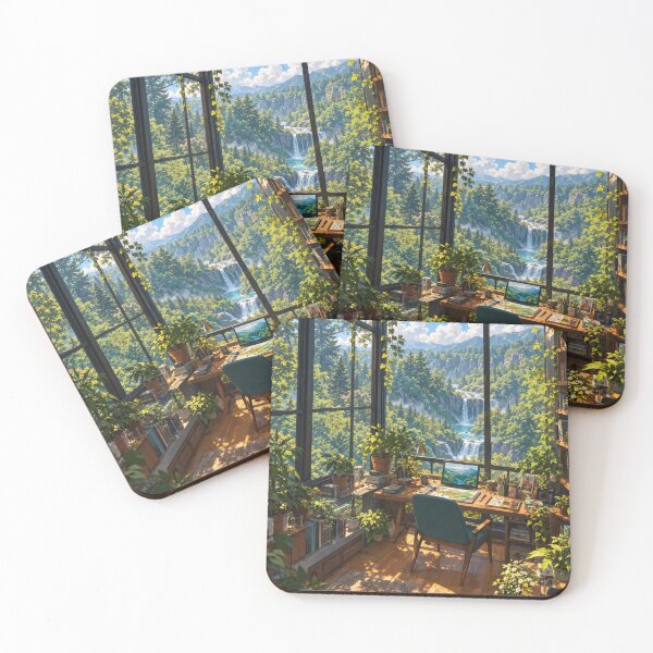 Item preview, Dreamy Forest Artist Studio – Cozy Workspace with Waterfall View designed and sold by H-Tsvetkova.