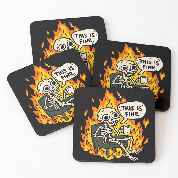 Item preview, This Is Fine Skeleton Halloween Meme designed and sold by MonkiFlipp.