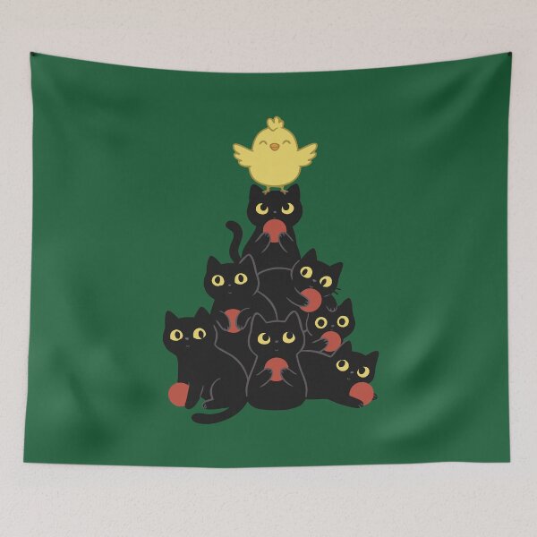Item preview, Christmas Tree with Black Cats - Funny Feline Christmas Humor designed and sold by charlypicazo.