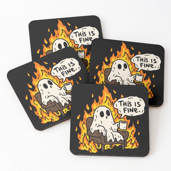 Item preview, This Is Fine Ghost Halloween Meme designed and sold by MonkiFlipp.