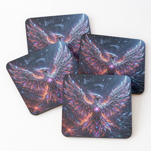 Item preview, Cyber Phoenix Rising | Neon Sci-Fi Phoenix Bird Poster designed and sold by Dogandesighn.