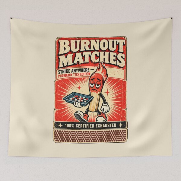 Item preview, Burnout Matches Pharmacy Tech Edition Funny Retro Matchbook designed and sold by Popstudio85.