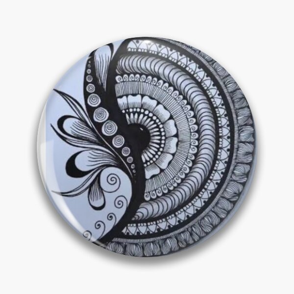 Item preview, Half mandala zendoodle art - black and white ink sktech designed and sold by Qerapainting.