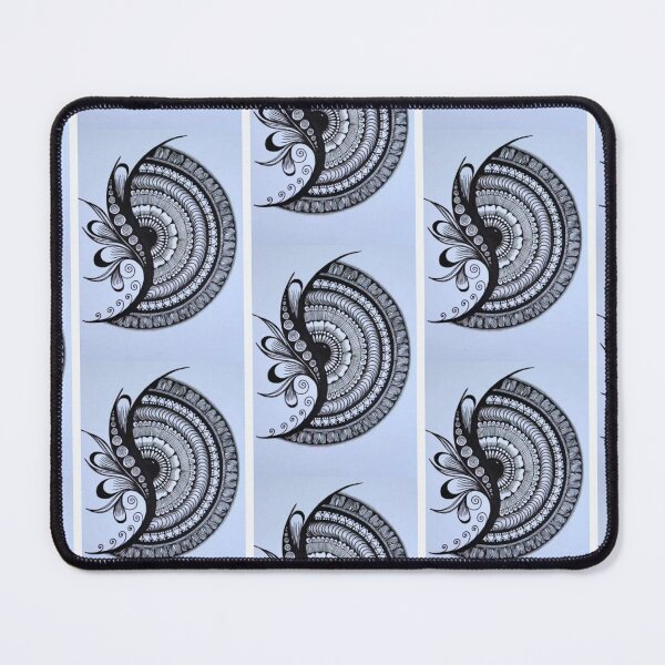 Item preview, Half mandala zendoodle art - black and white ink sktech designed and sold by Qerapainting.