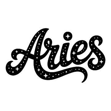 Artwork thumbnail, Aries Zodiac Sign Starry Script Lettering by LoFizzy
