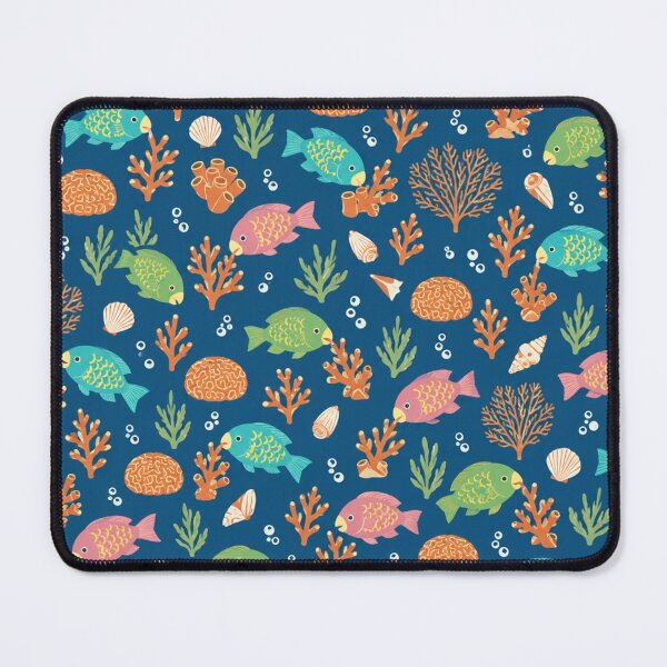 Item preview, Parrotfish Coral Reef Pattern | Colorful Tropical Fish with Coral Branches, Sea Fans and Bubbles designed and sold by StickyGuys.