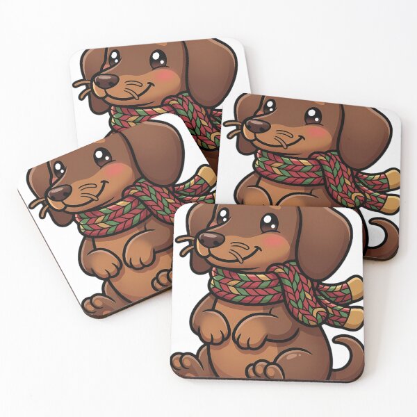 Item preview, Cute Christmas Dachshund Wearing a Long Knitted Scarf designed and sold by pumsquare.