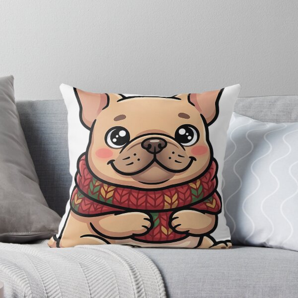 Item preview, Cute Christmas French Bulldog Wearing a Chunky Knitted Cowl designed and sold by pumsquare.