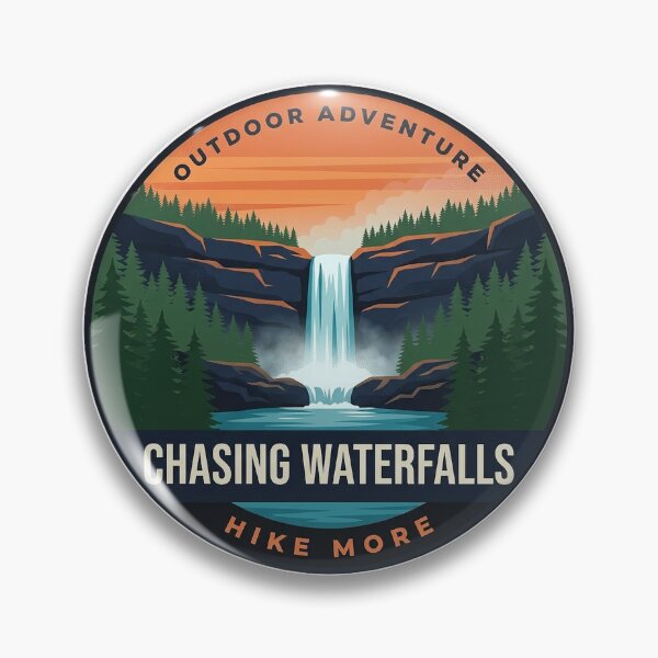 Item preview, Chasing Waterfalls Retro Falls Vintage Hiking Badge Sticker designed and sold by DetourDgn.
