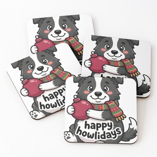 Item preview, Cute Christmas Border Collie Hugging a Round Bauble - Happy Howlidays designed and sold by pumsquare.