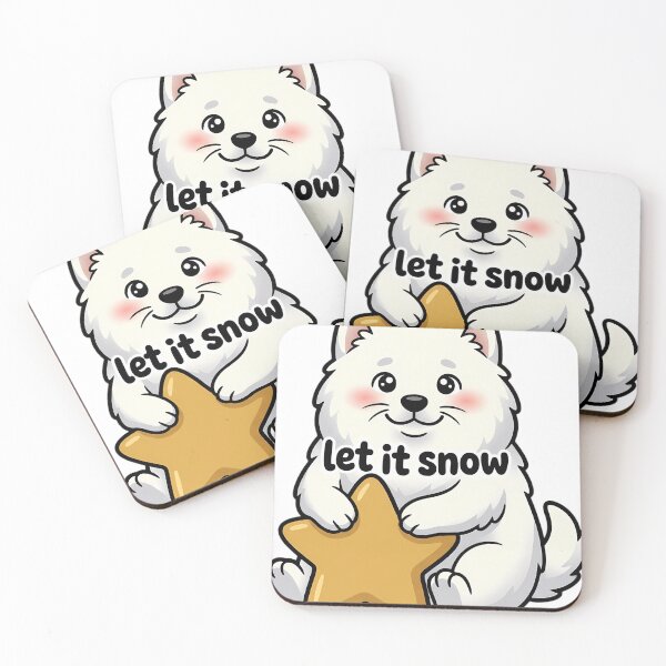 Item preview, Cute Christmas Samoyed Hugging a Golden Star - Let It Snow designed and sold by pumsquare.