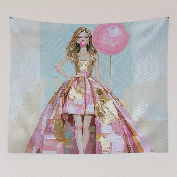 Item preview, Glamorous Impasto Girl in Pink and Gold designed and sold by colorful-white.