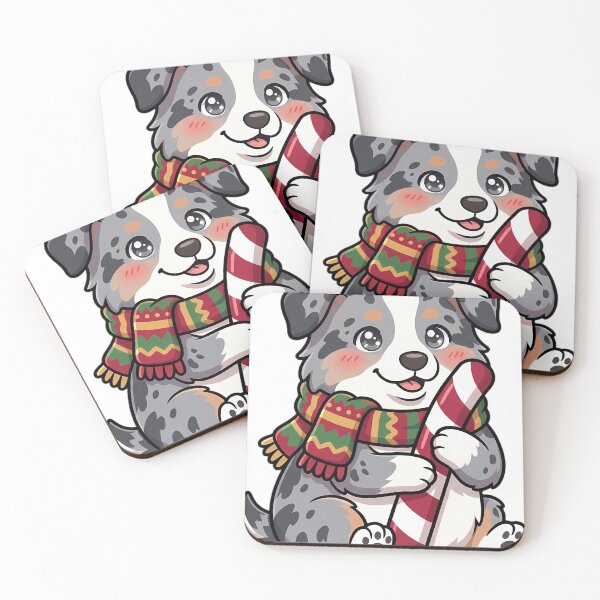 Item preview, Cute Christmas Australian Shepherd Holding a Striped Candy Cane designed and sold by pumsquare.