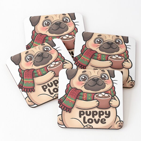 Item preview, Cute Christmas Pug Hugging a Mug of Cocoa - Puppy Love designed and sold by pumsquare.