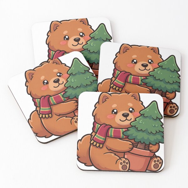 Item preview, Cute Christmas Chow Chow Hugging a Small Potted Pine Tree designed and sold by pumsquare.