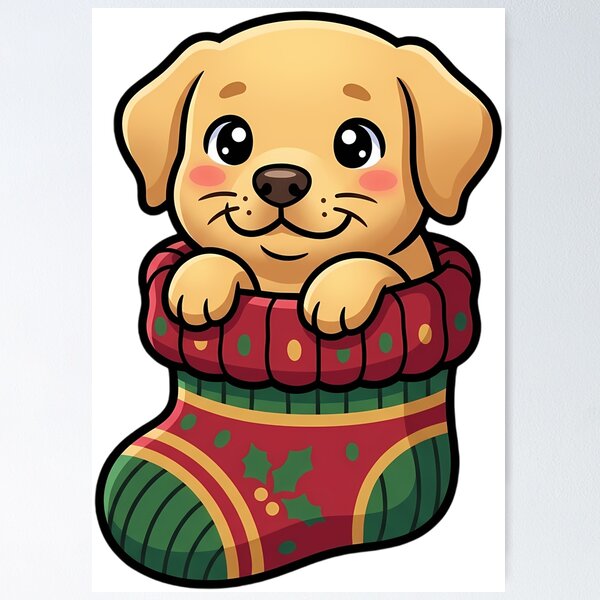 Item preview, Cute Christmas Labrador Puppy in a Knitted Stocking designed and sold by pumsquare.