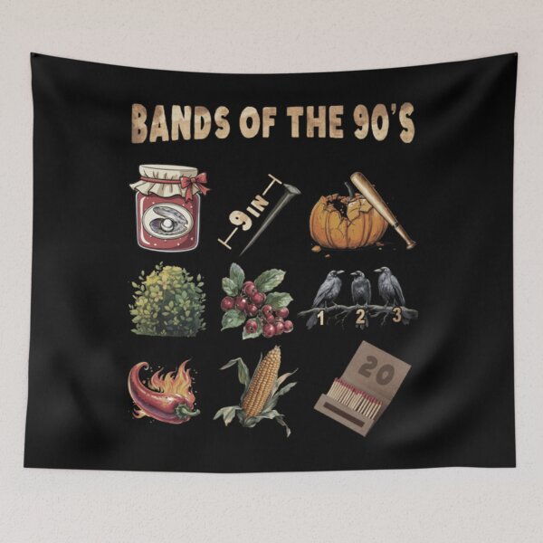 Item preview, Funny 90s Band Puns Vintage Icon Illustration designed and sold by PeaceTypo.