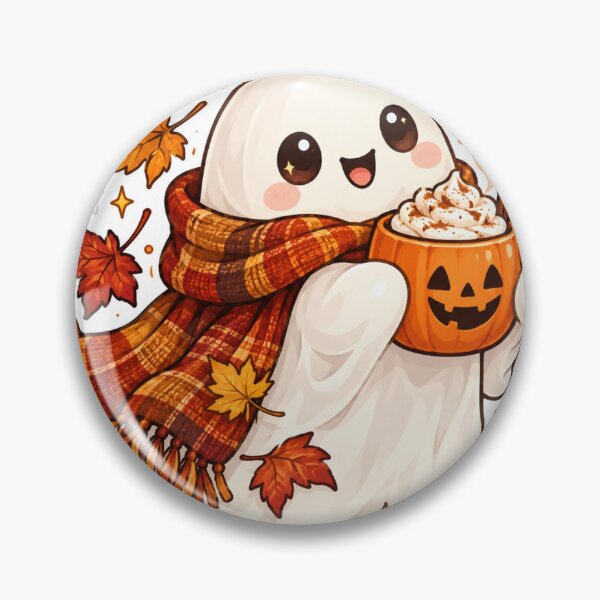 Item preview, Cozy Ghost Drinking Pumpkin Spice Coffee Fall Halloween Sticker designed and sold by SlapHappyArt.