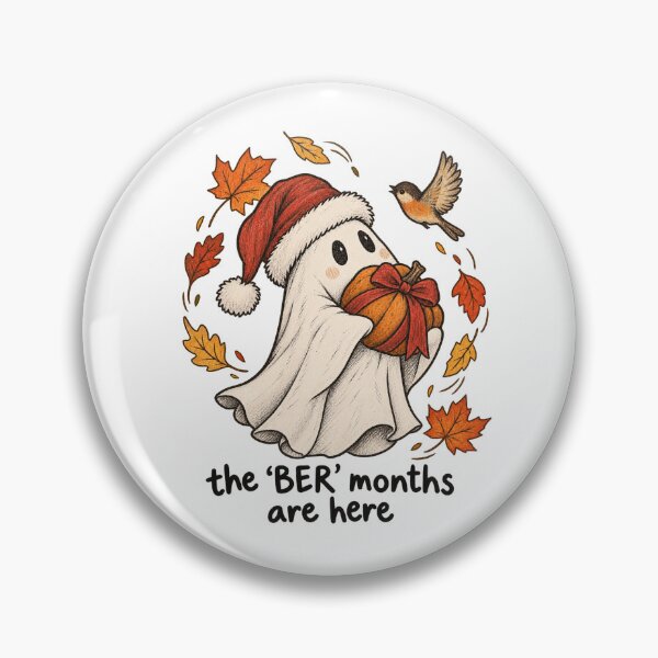 Item preview, The Ber Months Are Here Cute Ghost Pumpkin Santa Hat Fall Holiday designed and sold by ConklinZ.
