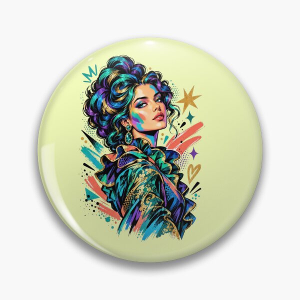 Item preview, Elegant woman portrait with colorful hair designed and sold by Mauswohn.