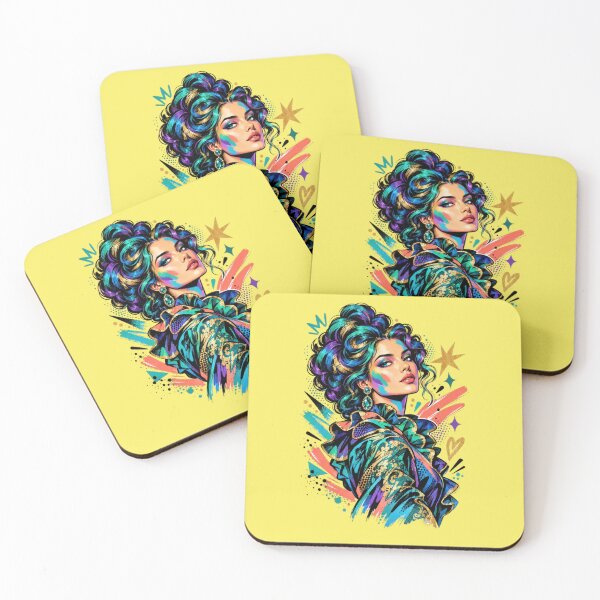 Item preview, Elegant woman portrait with colorful hair designed and sold by Mauswohn.